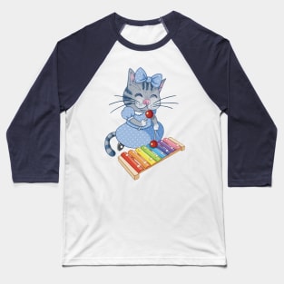 Cute Kitty & Xylophone Baseball T-Shirt